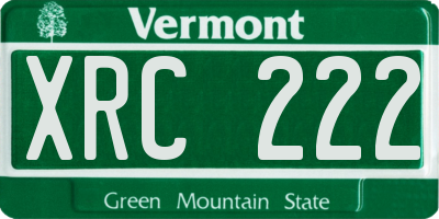 VT license plate XRC222