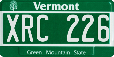 VT license plate XRC226