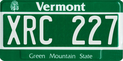 VT license plate XRC227