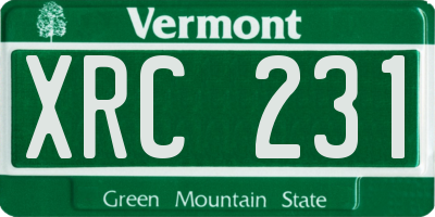 VT license plate XRC231