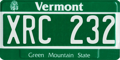 VT license plate XRC232