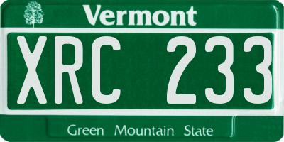 VT license plate XRC233