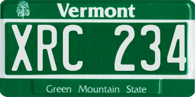 VT license plate XRC234