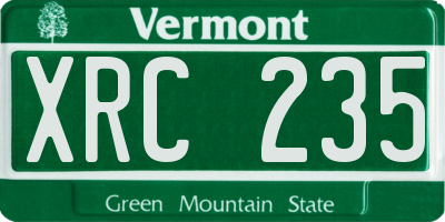 VT license plate XRC235