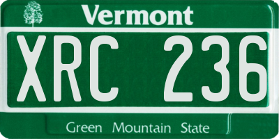 VT license plate XRC236