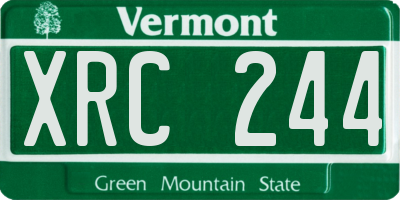 VT license plate XRC244