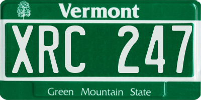 VT license plate XRC247