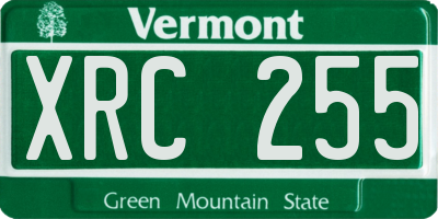 VT license plate XRC255