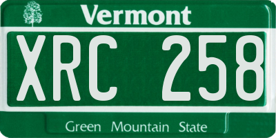 VT license plate XRC258