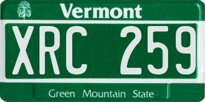 VT license plate XRC259