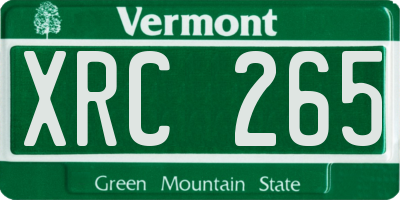 VT license plate XRC265