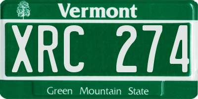 VT license plate XRC274