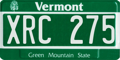 VT license plate XRC275