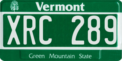 VT license plate XRC289