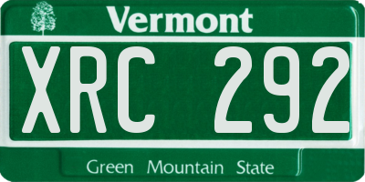 VT license plate XRC292