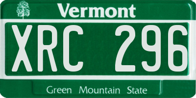 VT license plate XRC296