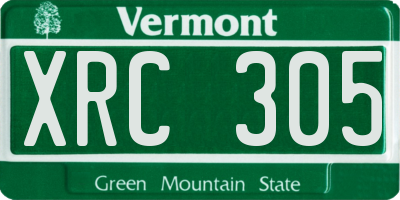 VT license plate XRC305