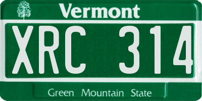 VT license plate XRC314