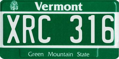 VT license plate XRC316