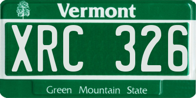 VT license plate XRC326