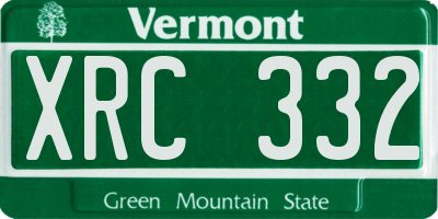 VT license plate XRC332