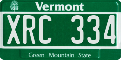 VT license plate XRC334