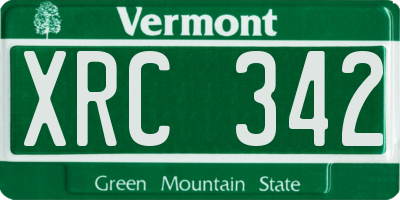 VT license plate XRC342