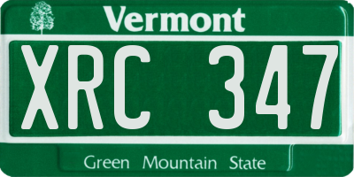 VT license plate XRC347