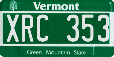 VT license plate XRC353