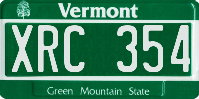 VT license plate XRC354