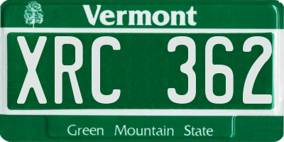 VT license plate XRC362