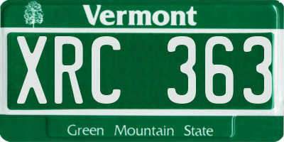 VT license plate XRC363