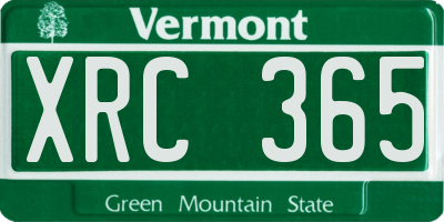 VT license plate XRC365