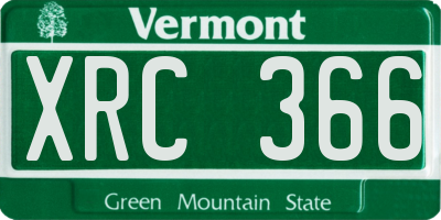 VT license plate XRC366