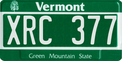 VT license plate XRC377