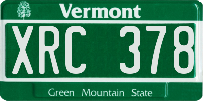 VT license plate XRC378
