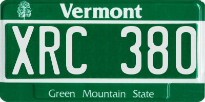 VT license plate XRC380