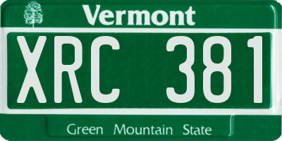 VT license plate XRC381