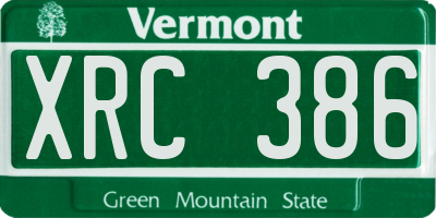 VT license plate XRC386
