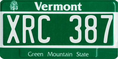 VT license plate XRC387