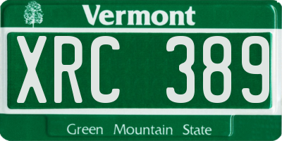 VT license plate XRC389