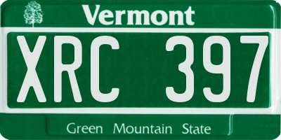 VT license plate XRC397
