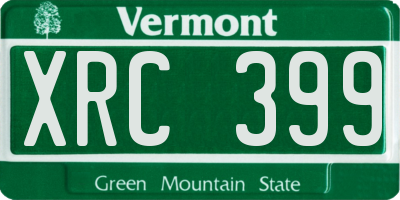 VT license plate XRC399