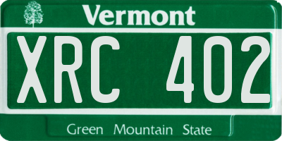 VT license plate XRC402