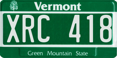 VT license plate XRC418