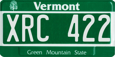 VT license plate XRC422