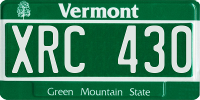 VT license plate XRC430
