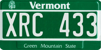 VT license plate XRC433