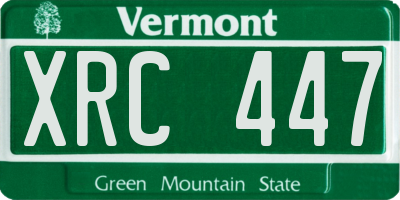 VT license plate XRC447