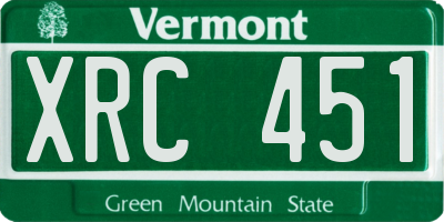 VT license plate XRC451